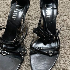 Christian Dior black strap heels